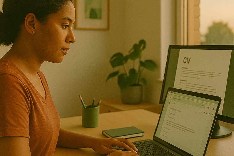 Applicant mastering How to Write a Job Application Email with a clean CV and structured message.